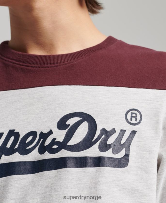 Superdry lysegrå klær 86P46D1591 vintage logo college langermet topp menn