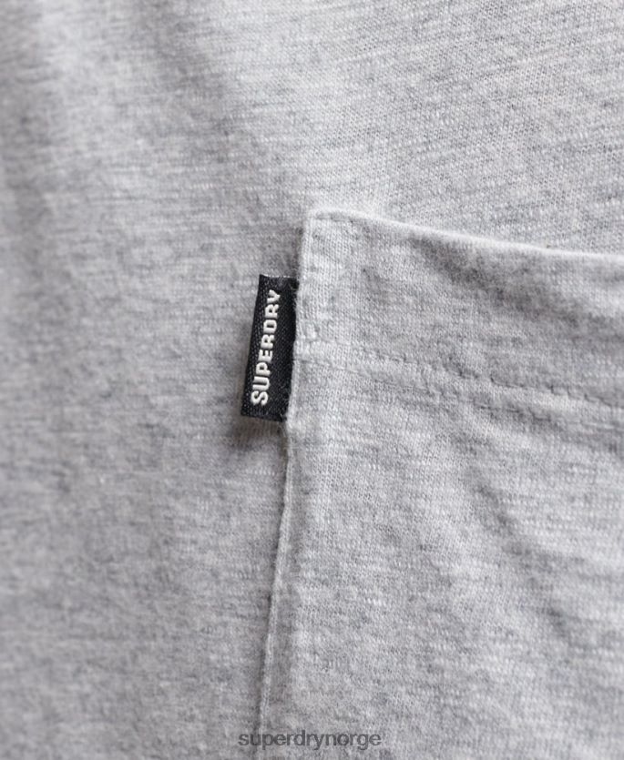 Superdry lysegrå klær 86P46D4800 t-skjorte med lommer i økologisk bomull menn