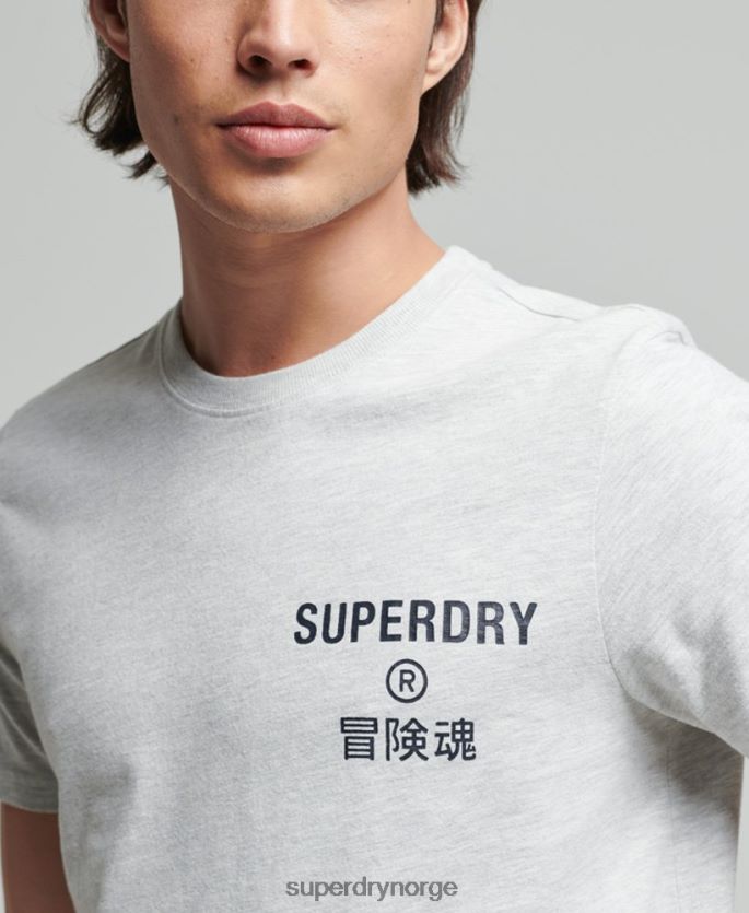 Superdry lysegrå klær 86P46D4829 vintage bedriftslogo mergel t-skjorte menn