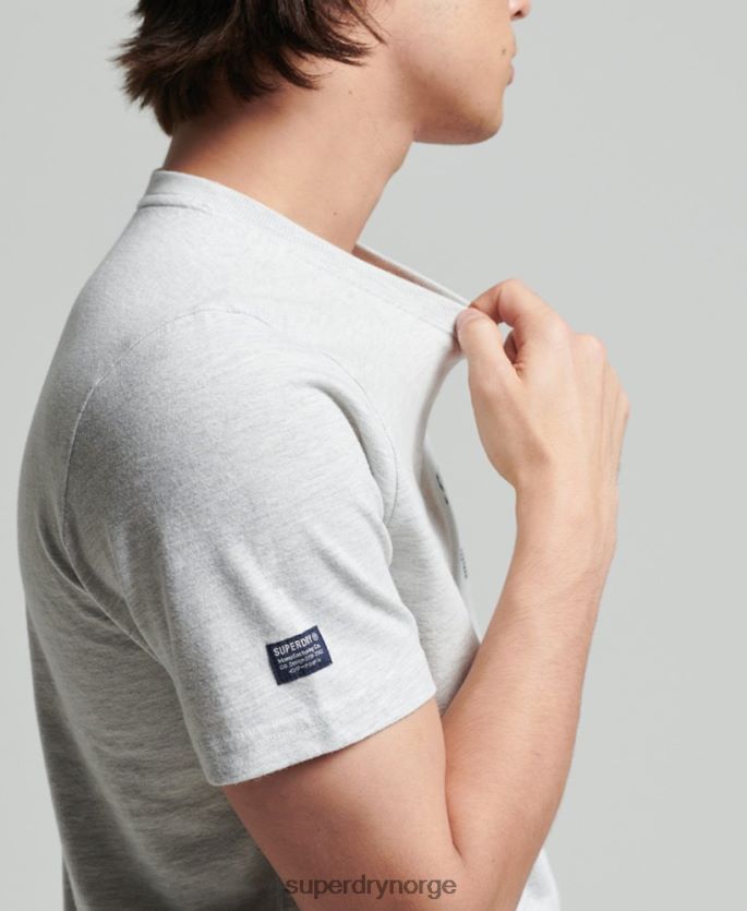 Superdry lysegrå klær 86P46D4829 vintage bedriftslogo mergel t-skjorte menn