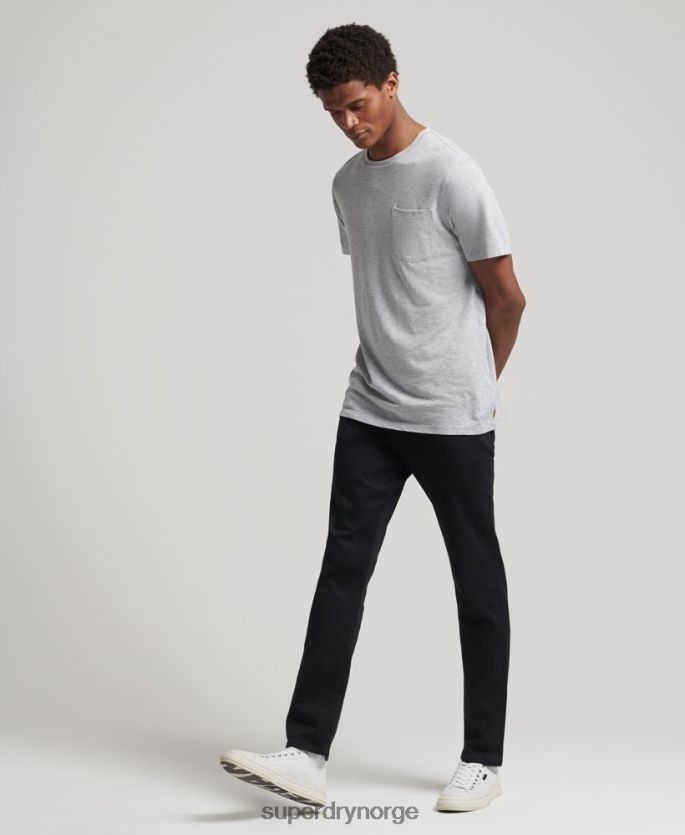 Superdry lysegrå klær 86P46D4833 t-skjorte med rund hals i økologisk bomull menn