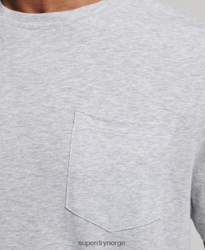 Superdry lysegrå klær 86P46D4833 t-skjorte med rund hals i økologisk bomull menn