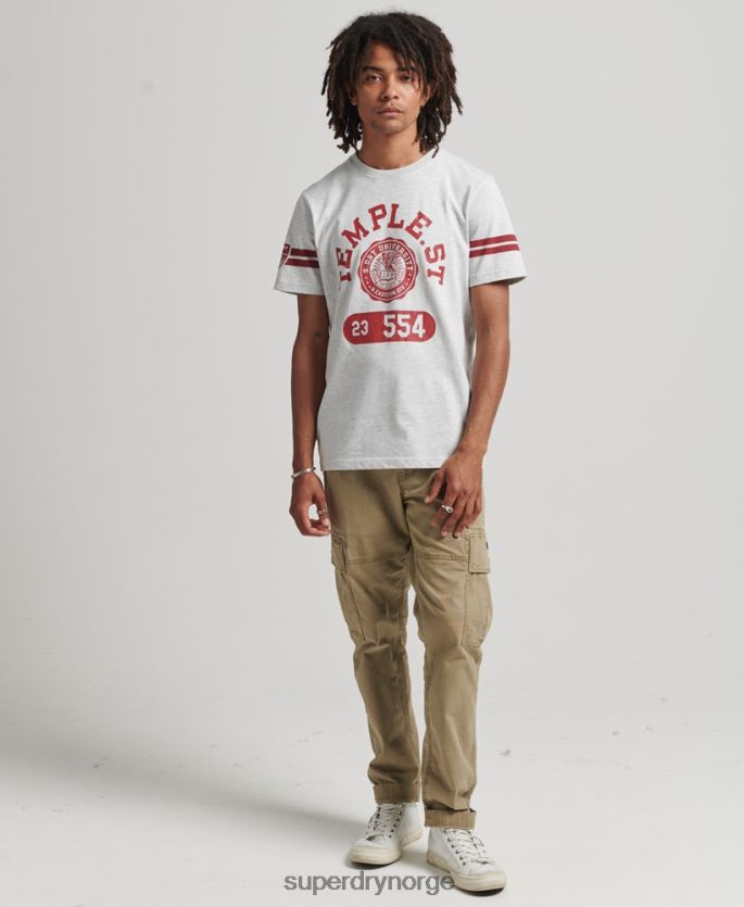 Superdry lysegrå klær 86P46D4838 grafisk t-skjorte for atletisk college menn