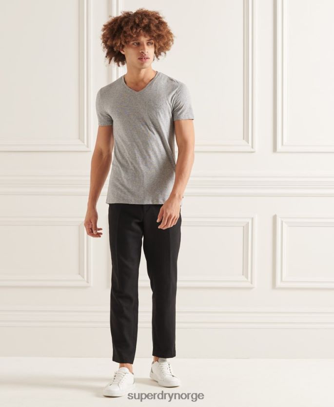 Superdry lysegrå klær 86P46D4849 t-skjorte med v-hals i økologisk bomull menn