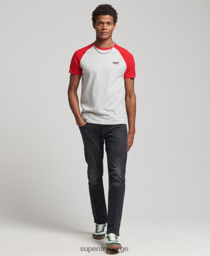 Superdry lysegrå klær 86P46D4870 baseball t-skjorte i økologisk bomull menn
