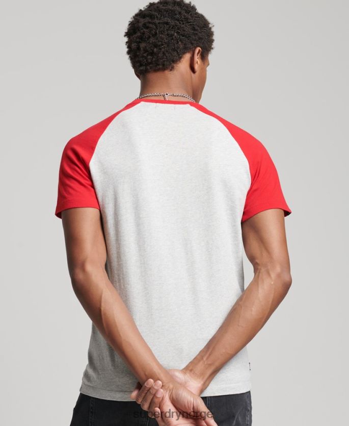 Superdry lysegrå klær 86P46D4870 baseball t-skjorte i økologisk bomull menn