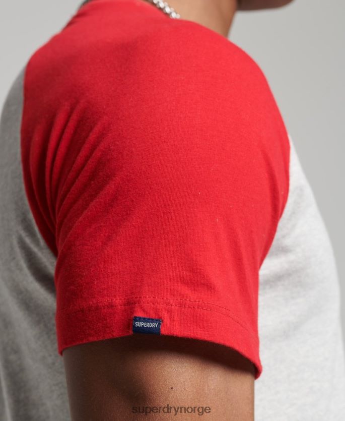 Superdry lysegrå klær 86P46D4870 baseball t-skjorte i økologisk bomull menn