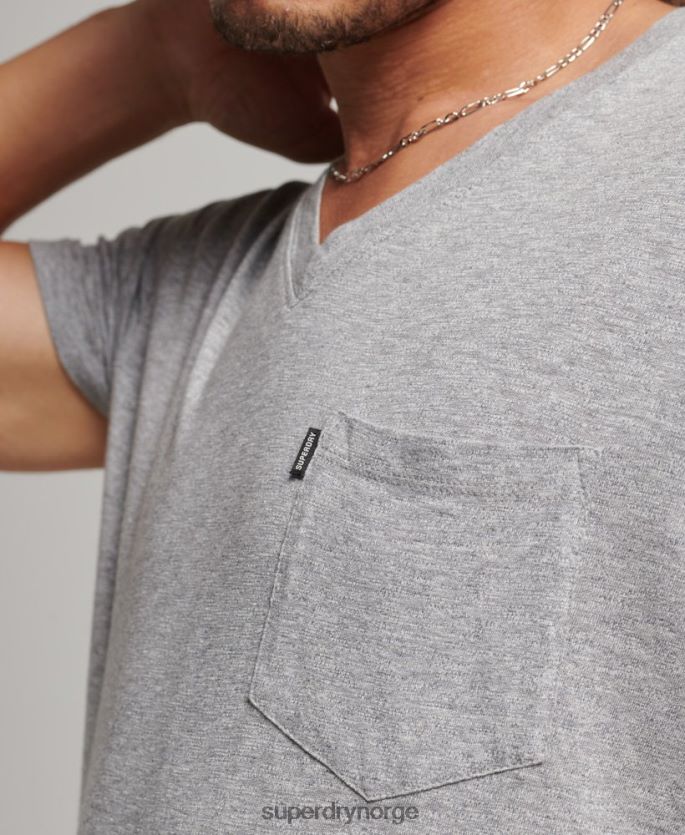 Superdry lysegrå klær 86P46D4885 t-skjorte med v-hals i økologisk bomull menn