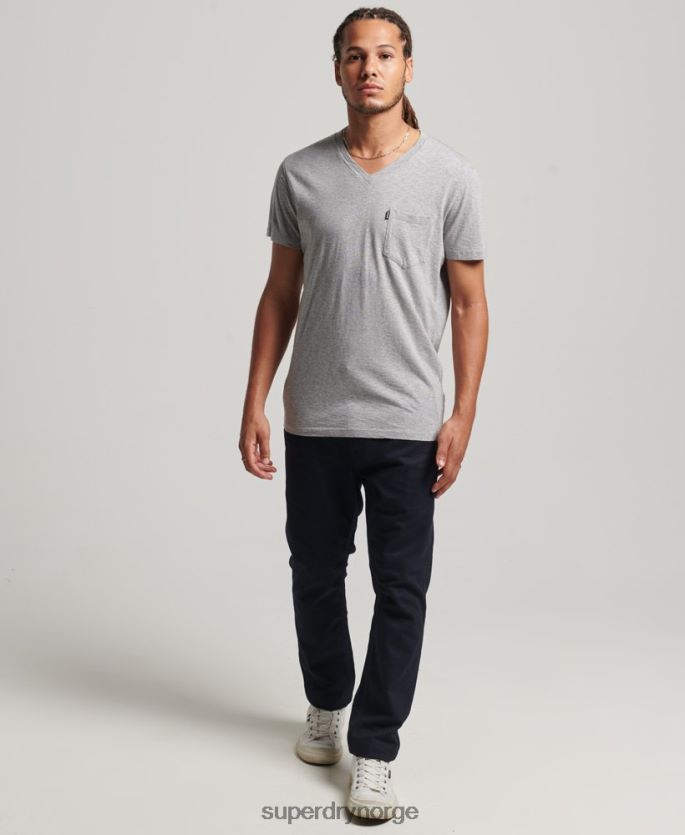 Superdry lysegrå klær 86P46D4885 t-skjorte med v-hals i økologisk bomull menn