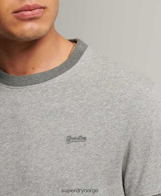 Superdry lysegrå klær 86P46D4898 organisk bomull essensielt logo ringer t-skjorte menn