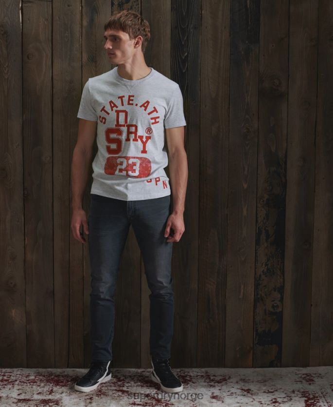 Superdry lysegrå klær 86P46D4966 klassisk friidrett t-skjorte menn