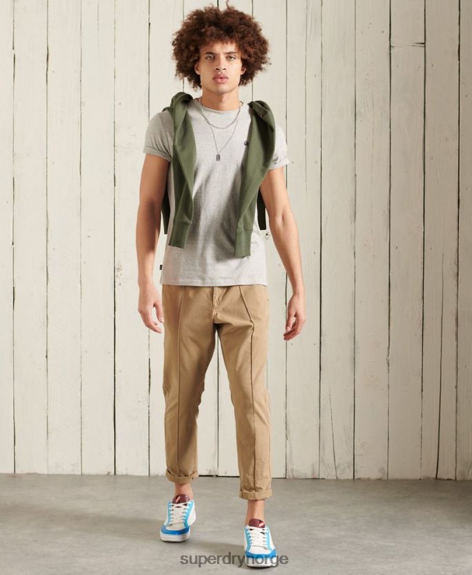 Superdry lysegrå klær 86P46D4978 vintage brodert t-skjorte i økologisk bomull menn