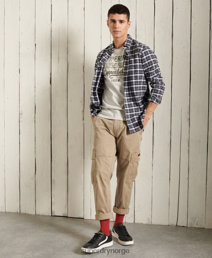 Superdry lysegrå klær 86P46D4982 grafisk lett t-skjorte for arbeidsklær menn