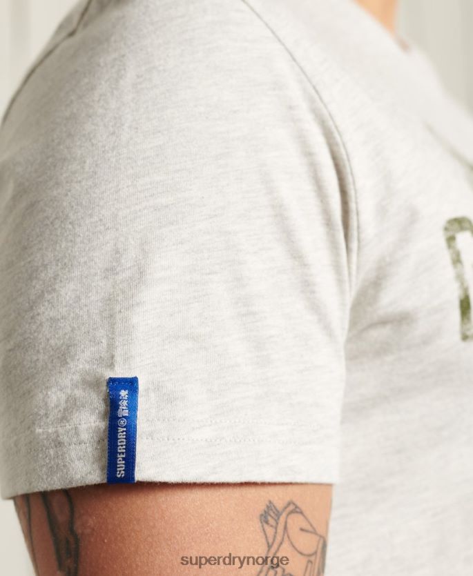 Superdry lysegrå klær 86P46D4982 grafisk lett t-skjorte for arbeidsklær menn