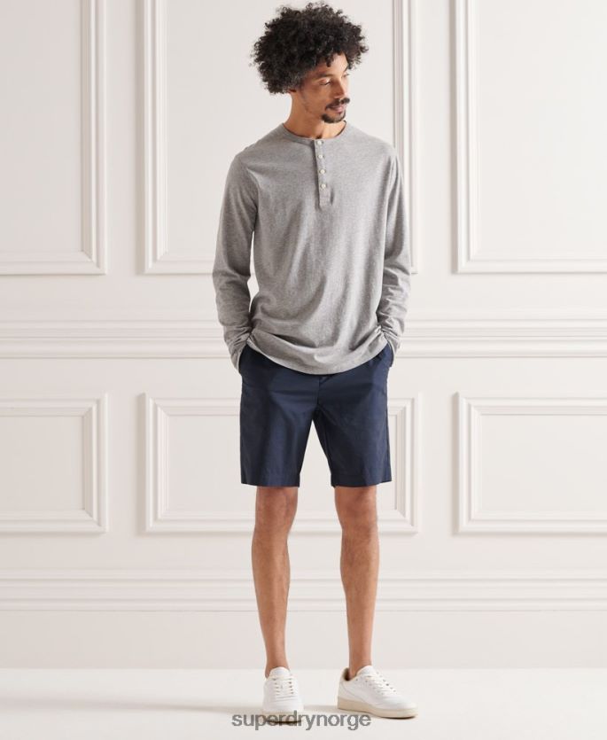 Superdry lysegrå klær 86P46D6424 økologisk bomull, lett essensiell henley topp menn