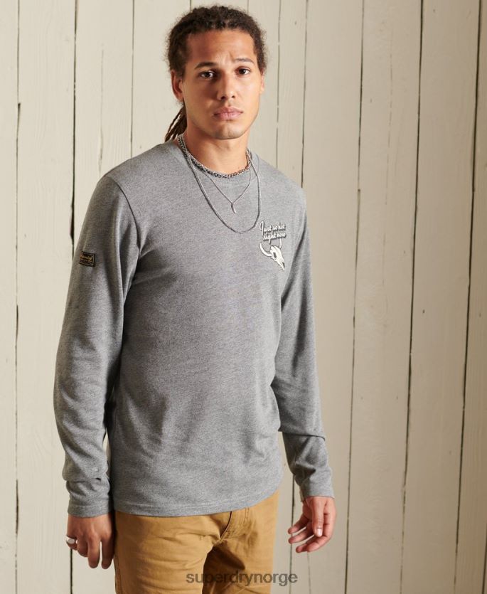 Superdry lysegrå klær 86P46D6470 Heritage mountain langermet topp menn