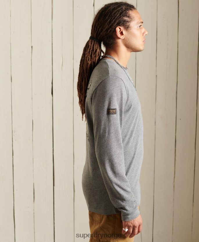 Superdry lysegrå klær 86P46D6470 Heritage mountain langermet topp menn