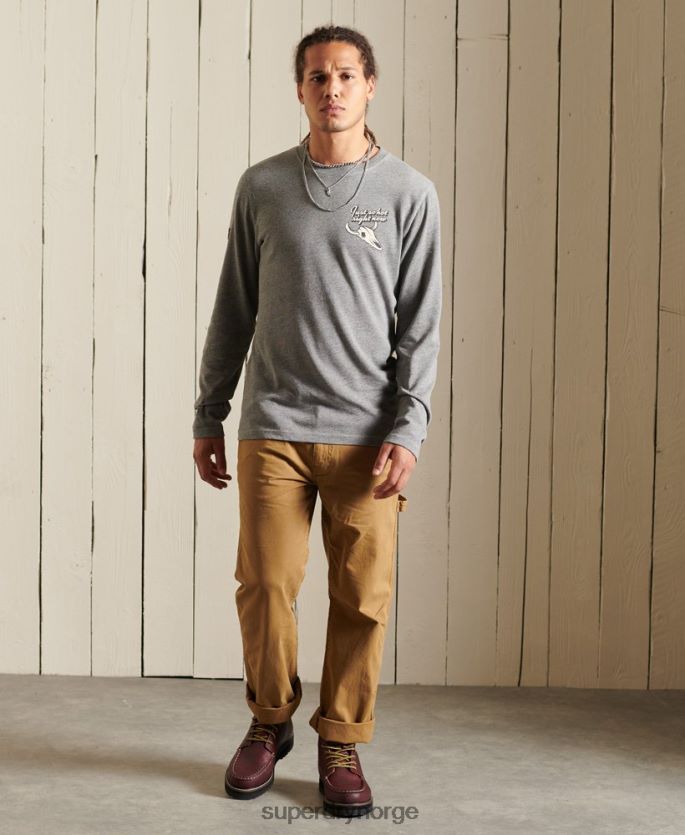 Superdry lysegrå klær 86P46D6470 Heritage mountain langermet topp menn