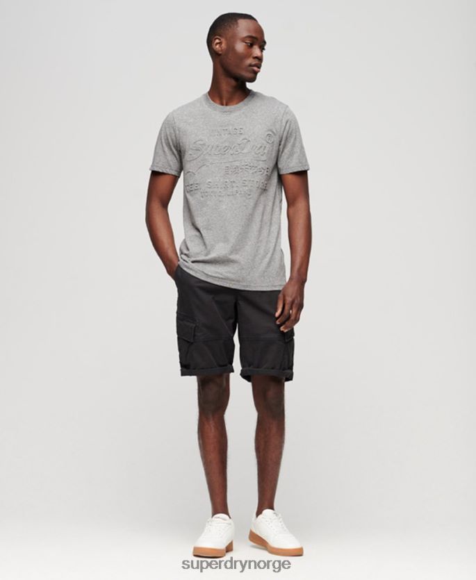 Superdry lysegrå klær 86P46D74 vintage logobutikk preget t-skjorte menn