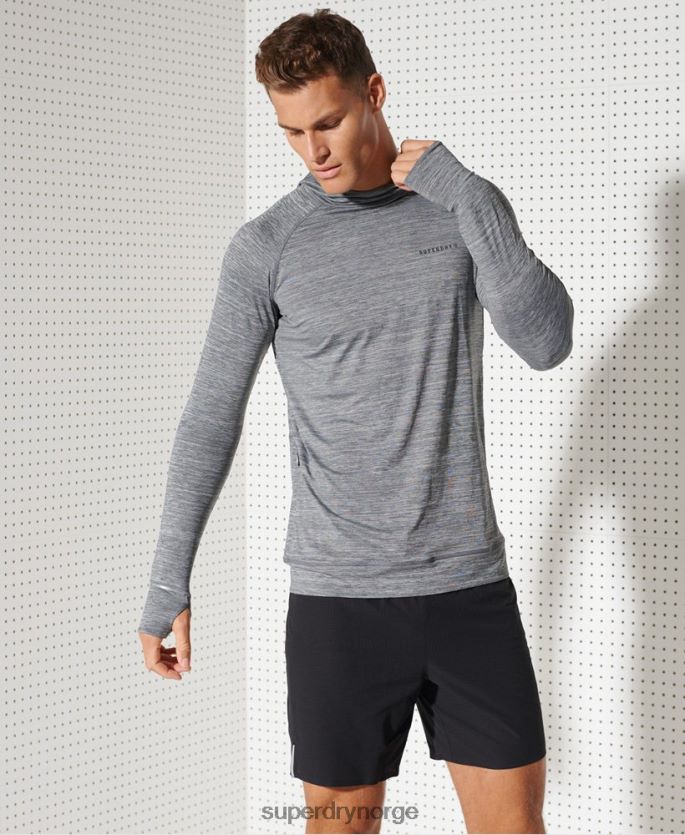Superdry mørk grå klær 86P46D1439 løpe hette mellomlag topp menn