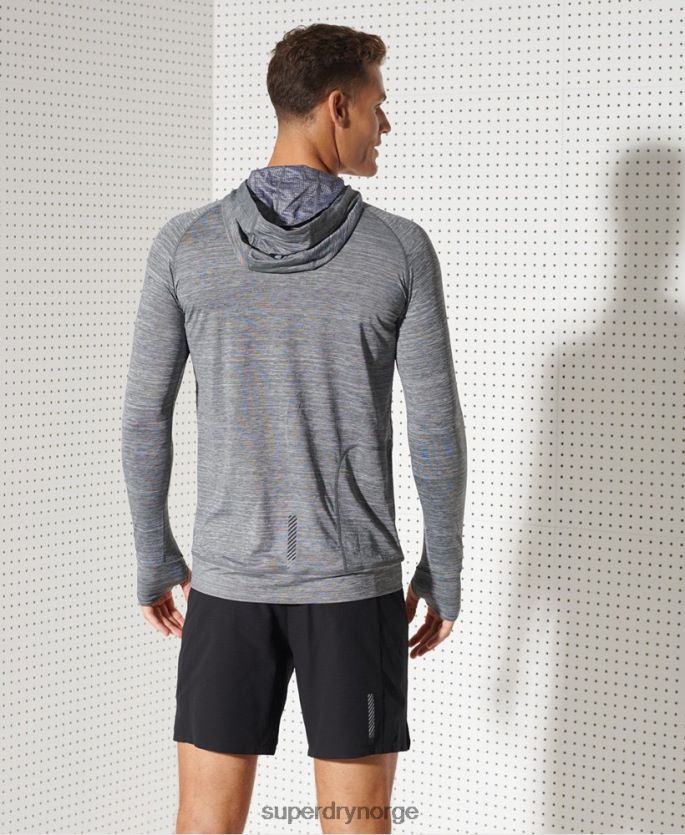 Superdry mørk grå klær 86P46D1439 løpe hette mellomlag topp menn