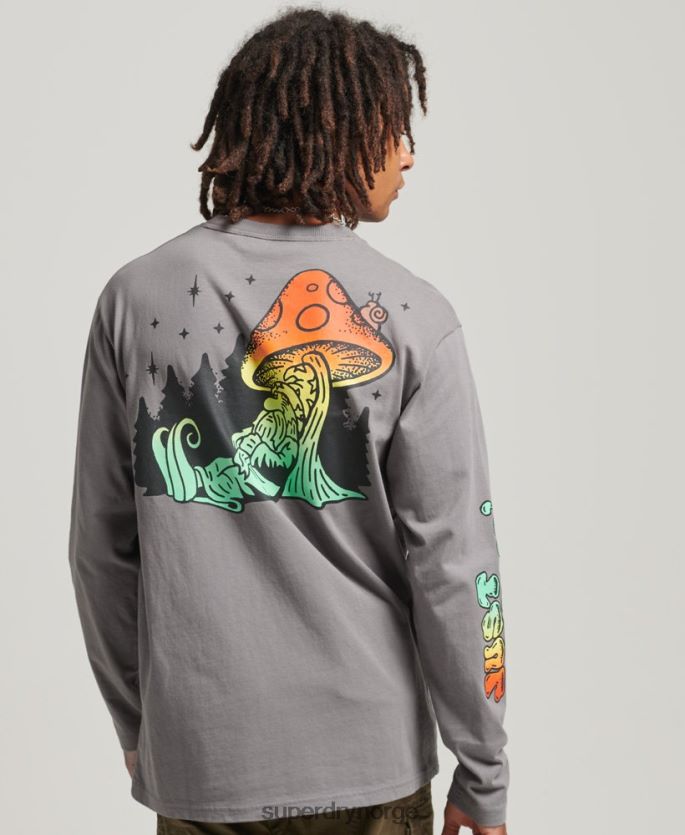 Superdry mørk grå klær 86P46D1519 inn i skogen langermet topp menn