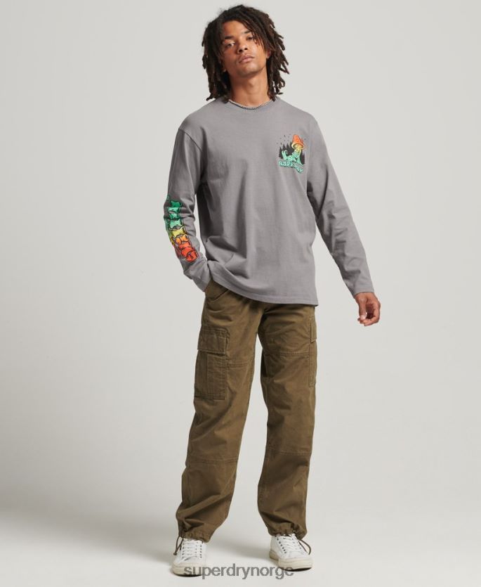 Superdry mørk grå klær 86P46D1519 inn i skogen langermet topp menn