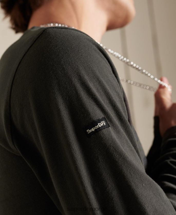Superdry mørk grå klær 86P46D1579 black out langermet topp menn