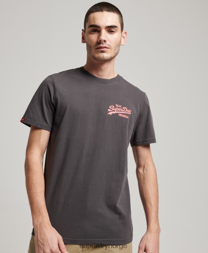 Superdry mørk grå klær 86P46D18 vintage logo neon t-skjorte menn