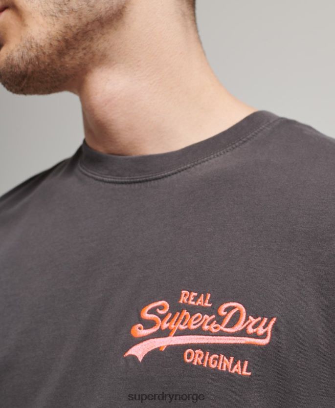 Superdry mørk grå klær 86P46D18 vintage logo neon t-skjorte menn