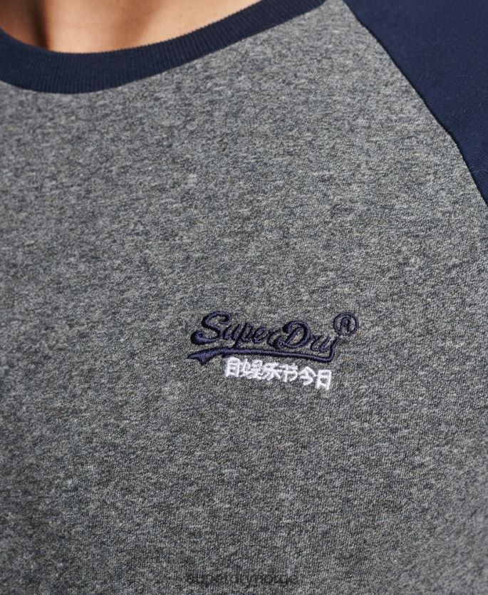 Superdry mørk grå klær 86P46D4858 baseball t-skjorte i økologisk bomull menn