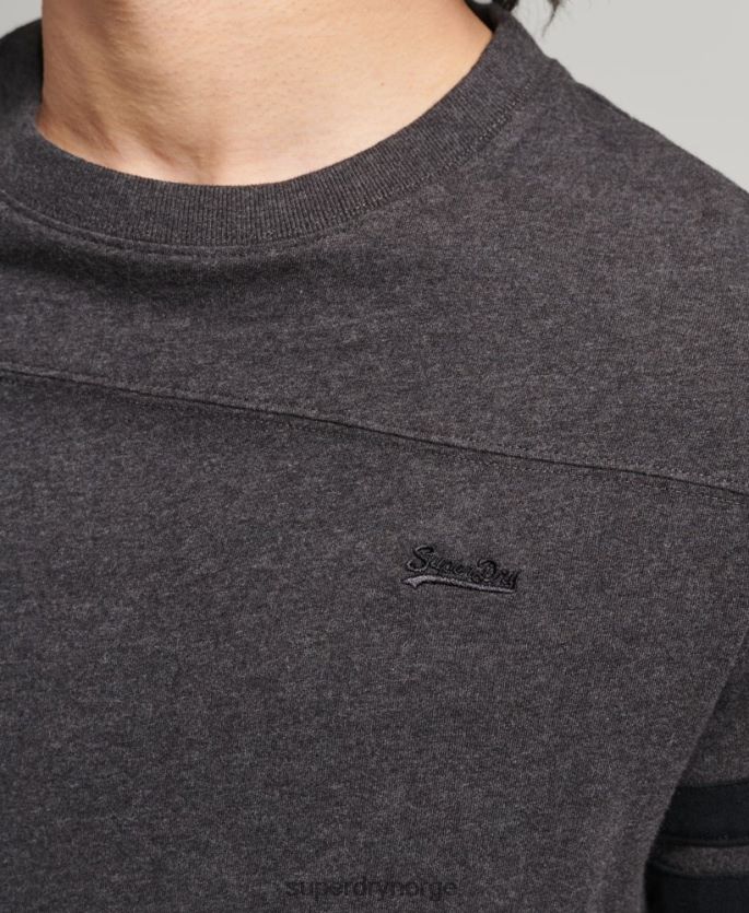 Superdry mørk grå klær 86P46D4887 organisk bomull essensielt quarterback-t-skjorte med logo menn