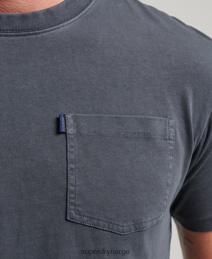 Superdry mørk grå klær 86P46D4938 t-skjorte med lommer i økologisk bomull menn