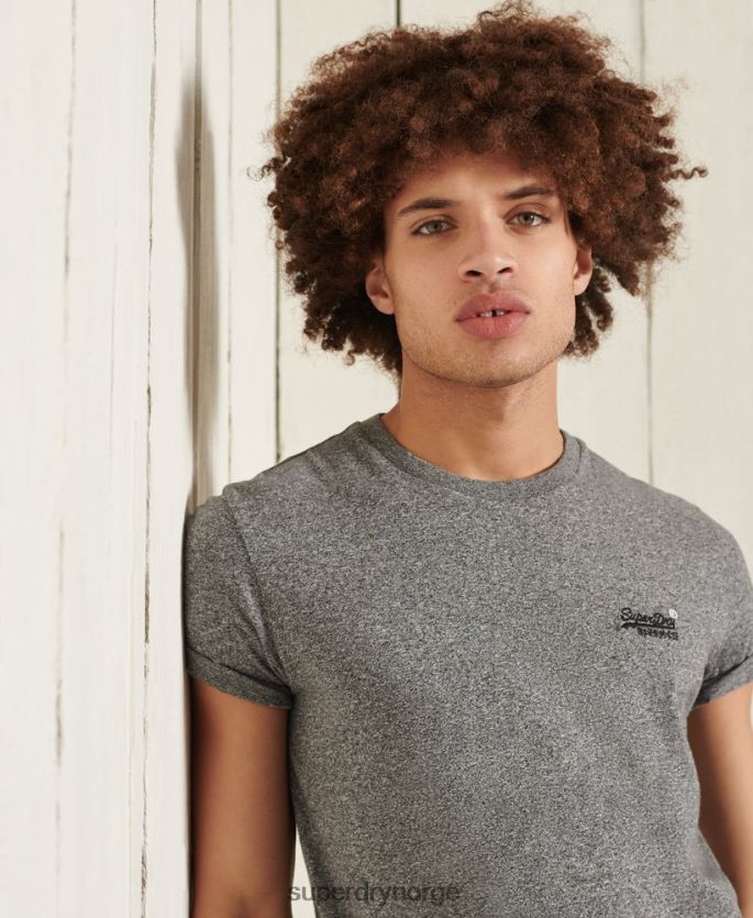 Superdry mørk grå klær 86P46D4962 vintage broderi-t-skjorte i økologisk bomull menn