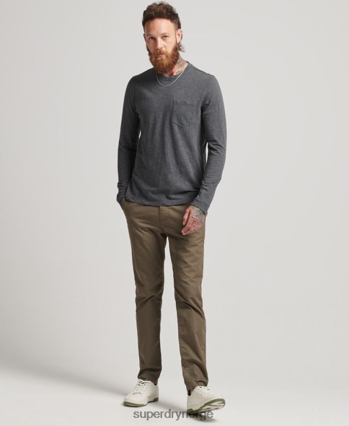 Superdry mørk grå klær 86P46D6449 langermet slub jersey topp menn