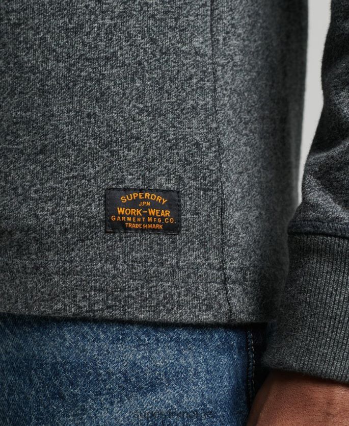 Superdry mørk grå klær 86P46D6458 Langermet henley topp i økologisk bomull menn
