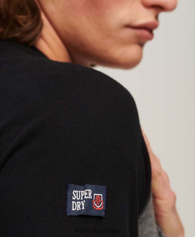 Superdry mørk grå klær 86P46D86 vintage logobutikk raglan langermet topp menn