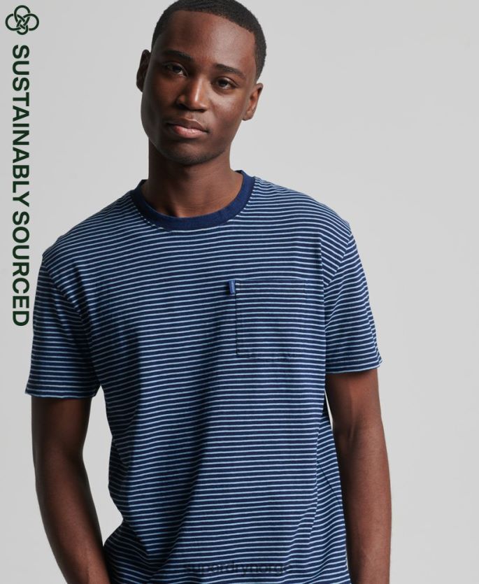 Superdry mørke blå klær 86P46D4830 vintage t-skjorte med indigo striper menn
