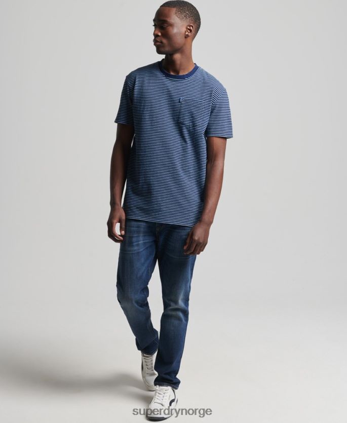 Superdry mørke blå klær 86P46D4830 vintage t-skjorte med indigo striper menn