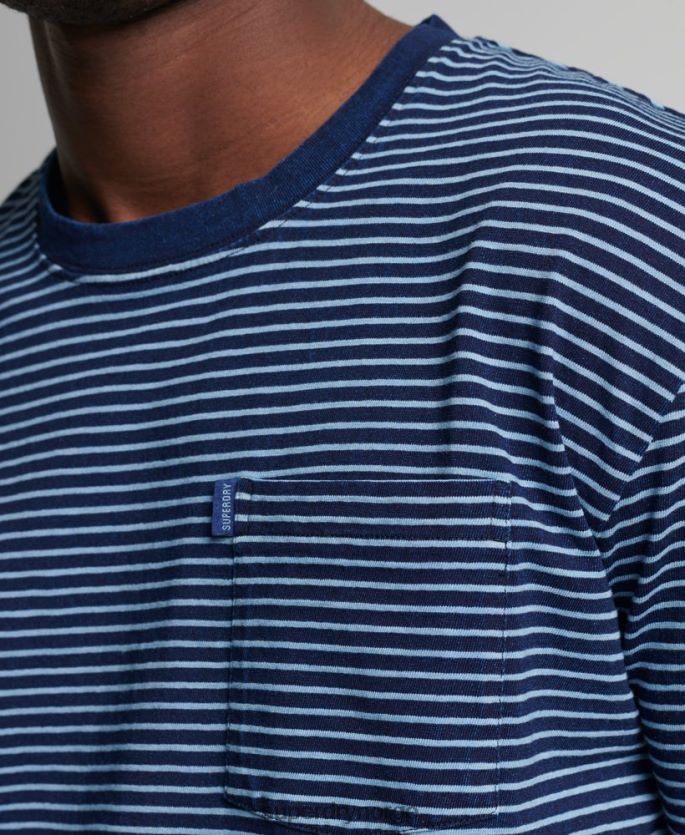 Superdry mørke blå klær 86P46D4830 vintage t-skjorte med indigo striper menn