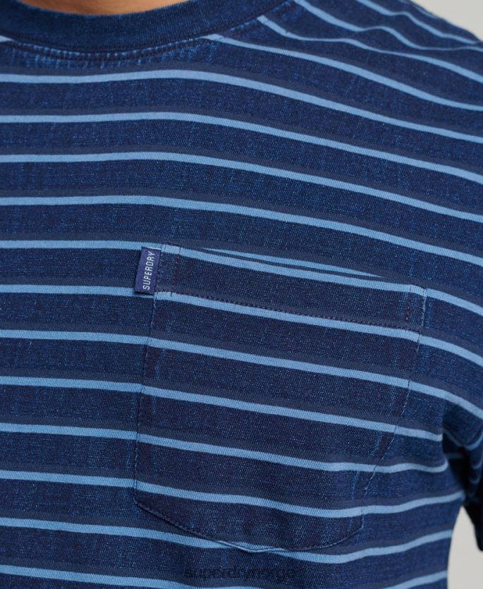 Superdry mørke blå klær 86P46D4840 vintage t-skjorte med indigo striper menn
