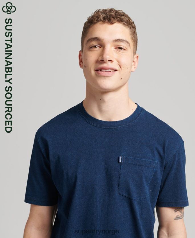 Superdry mørke blå klær 86P46D4892 vintage indigo t-skjorte i økologisk bomull menn