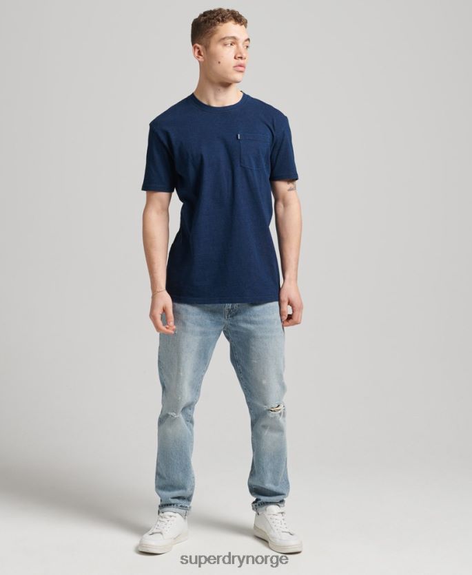 Superdry mørke blå klær 86P46D4892 vintage indigo t-skjorte i økologisk bomull menn