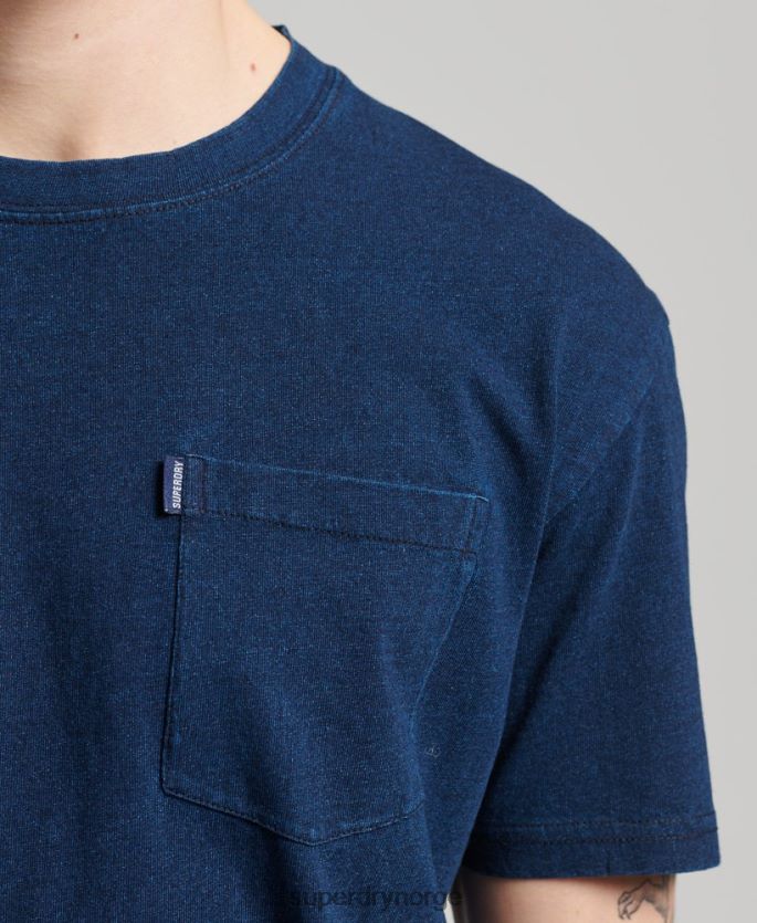 Superdry mørke blå klær 86P46D4892 vintage indigo t-skjorte i økologisk bomull menn