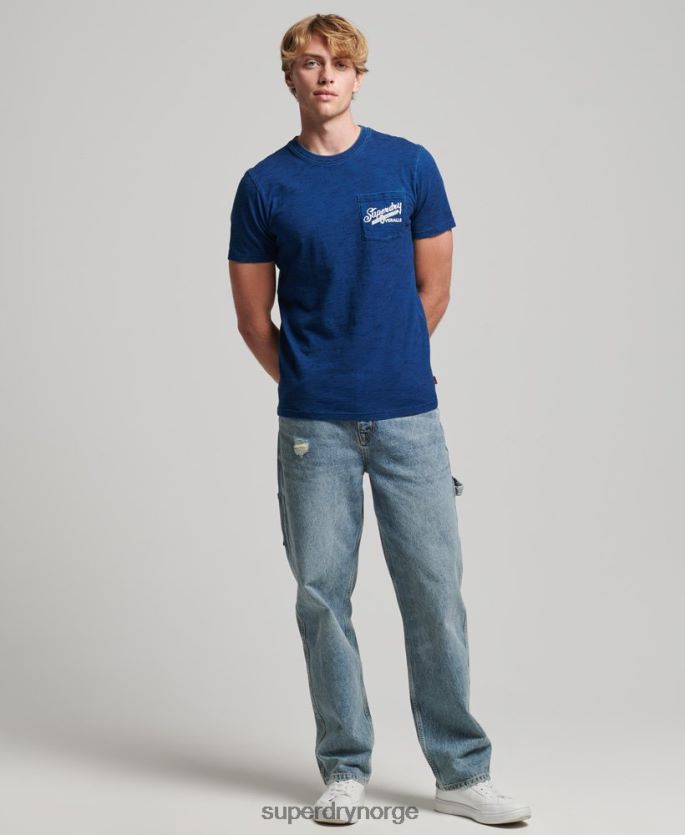 Superdry mørke blå klær 86P46D4940 vintage veggskilt t-skjorte menn