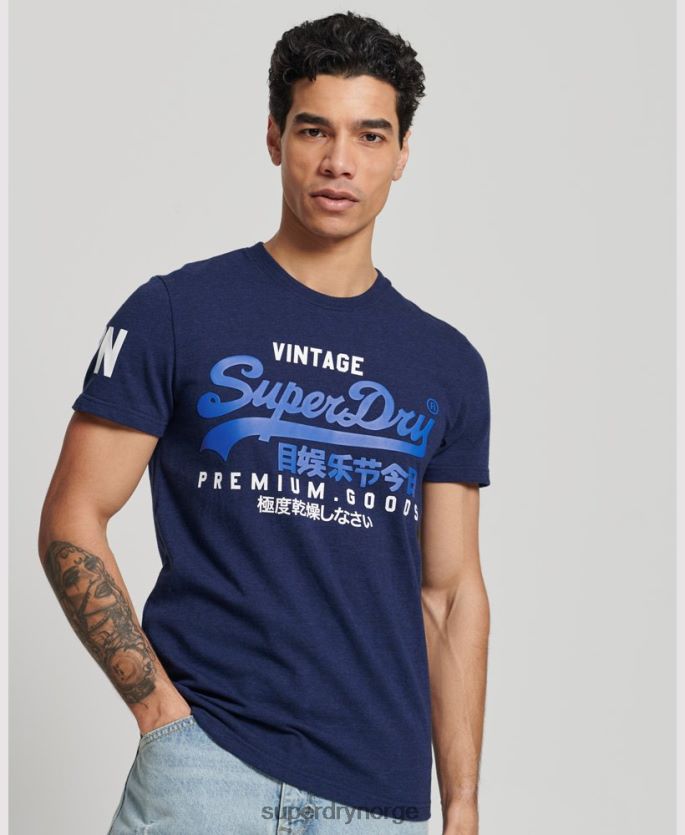 Superdry mørke blå klær 86P46D6358 klassisk grafisk logo-t-skjorte i økologisk bomull menn