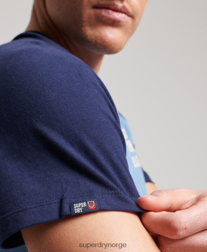 Superdry mørke blå klær 86P46D89 vintage gym atletisk raglan t-skjorte i økologisk bomull menn