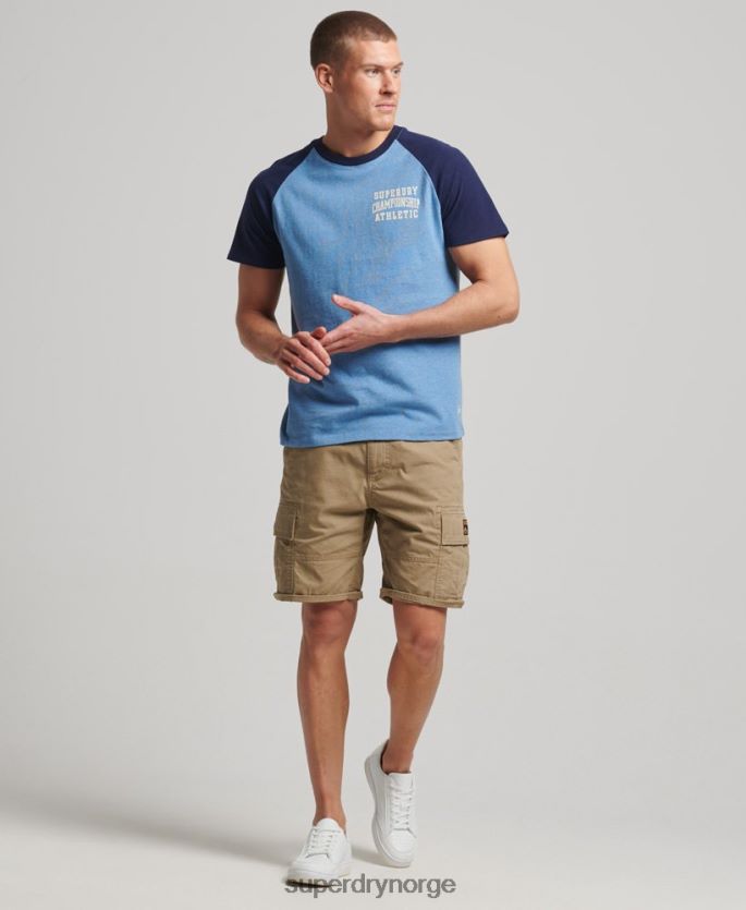 Superdry mørke blå klær 86P46D89 vintage gym atletisk raglan t-skjorte i økologisk bomull menn