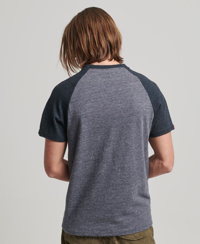 Superdry marinen klær 86P46D115 vintage raglan t-skjorte med applikasjoner for utendørs bruk menn
