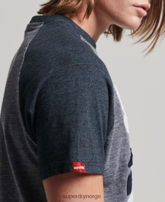 Superdry marinen klær 86P46D115 vintage raglan t-skjorte med applikasjoner for utendørs bruk menn
